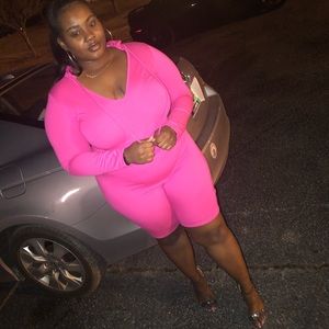 Two Piece Hot Pink Set. Plus Size.